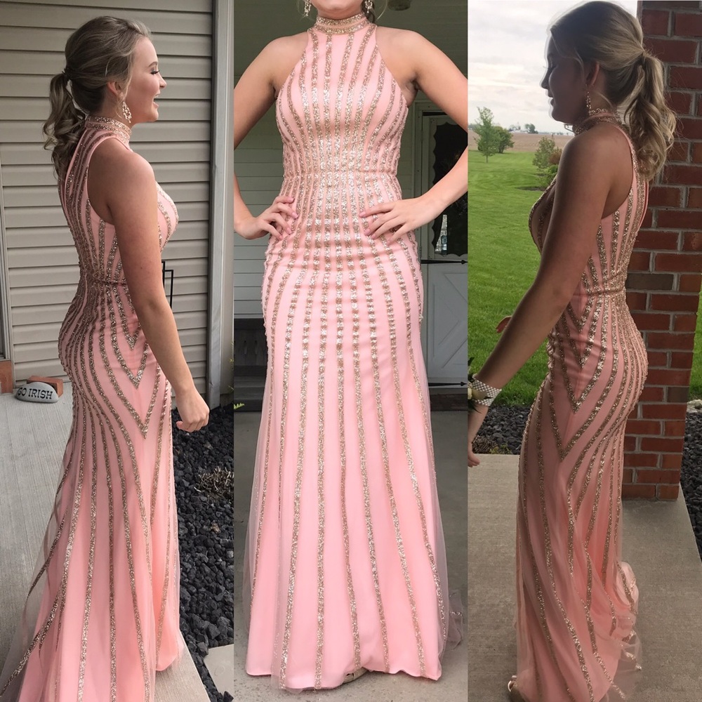 Pink and Gold Prom Dress
